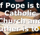 If Pope is to Catholic Church and Luther is to…