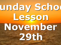 Sunday School Lesson November 29th