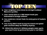 Top Ten List on Missions