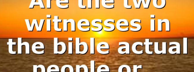 Are the two witnesses in the bible actual people or…