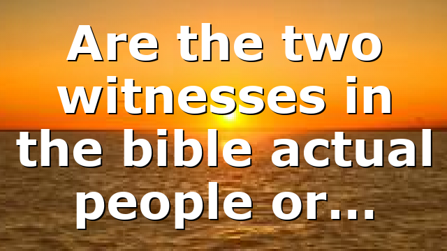 Are the two witnesses in the bible actual people or…