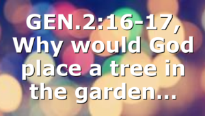 GEN.2:16-17, Why would God place a tree in the garden…