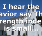 I hear the savior say Thy strength indeed is small…
