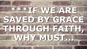 ***IF WE ARE SAVED BY GRACE THROUGH FAITH, WHY MUST…
