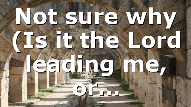 Not sure why (Is it the Lord leading me, or…