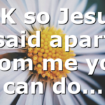 OK so Jesus said apart from me you can do…