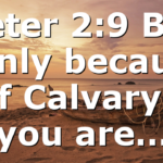 Peter 2:9 But (Only because of Calvary ) you are…