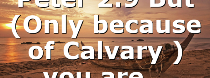 Peter 2:9 But (Only because of Calvary ) you are…