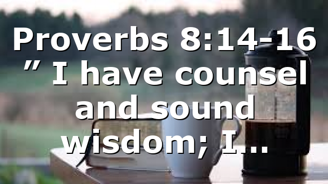 Proverbs 8:14-16 ” I have counsel and sound wisdom; I…