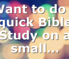 Want to do a quick Bible Study on a small…