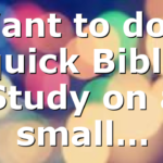 Want to do a quick Bible Study on a small…