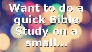 Want to do a quick Bible Study on a small…