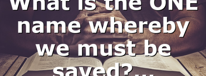 What is the ONE name whereby we must be saved?…