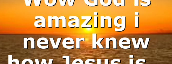 Wow God is amazing i never knew how Jesus is…