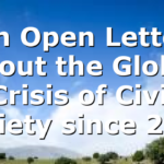 An Open Letter about the Global Crisis of Civil Society since 2020