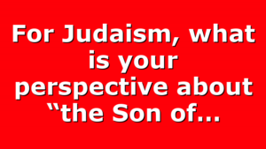 For Judaism, what is your perspective about “the Son of…