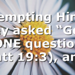 Tempting Him, they asked “God” ONE question (Matt 19:3), and…