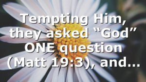 Tempting Him, they asked “God” ONE question (Matt 19:3), and…