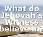 What do Jehovah’s Witness believe in?