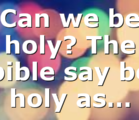 Can we be holy? The bible say be holy as…
