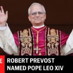 ALL HAIL POPE LEO XIV Vatican Smoke Blows White As New Pope Robert Francis Prevost Over The Roman Catholic Faithful Will Sit In The Seat Of Caesar