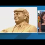 A Giant Golden Statue Of President Trump Holding Bitcoin Was Installed Outside The US Capitol Building Today To Spark Talk Of Crypto Digital Dollar